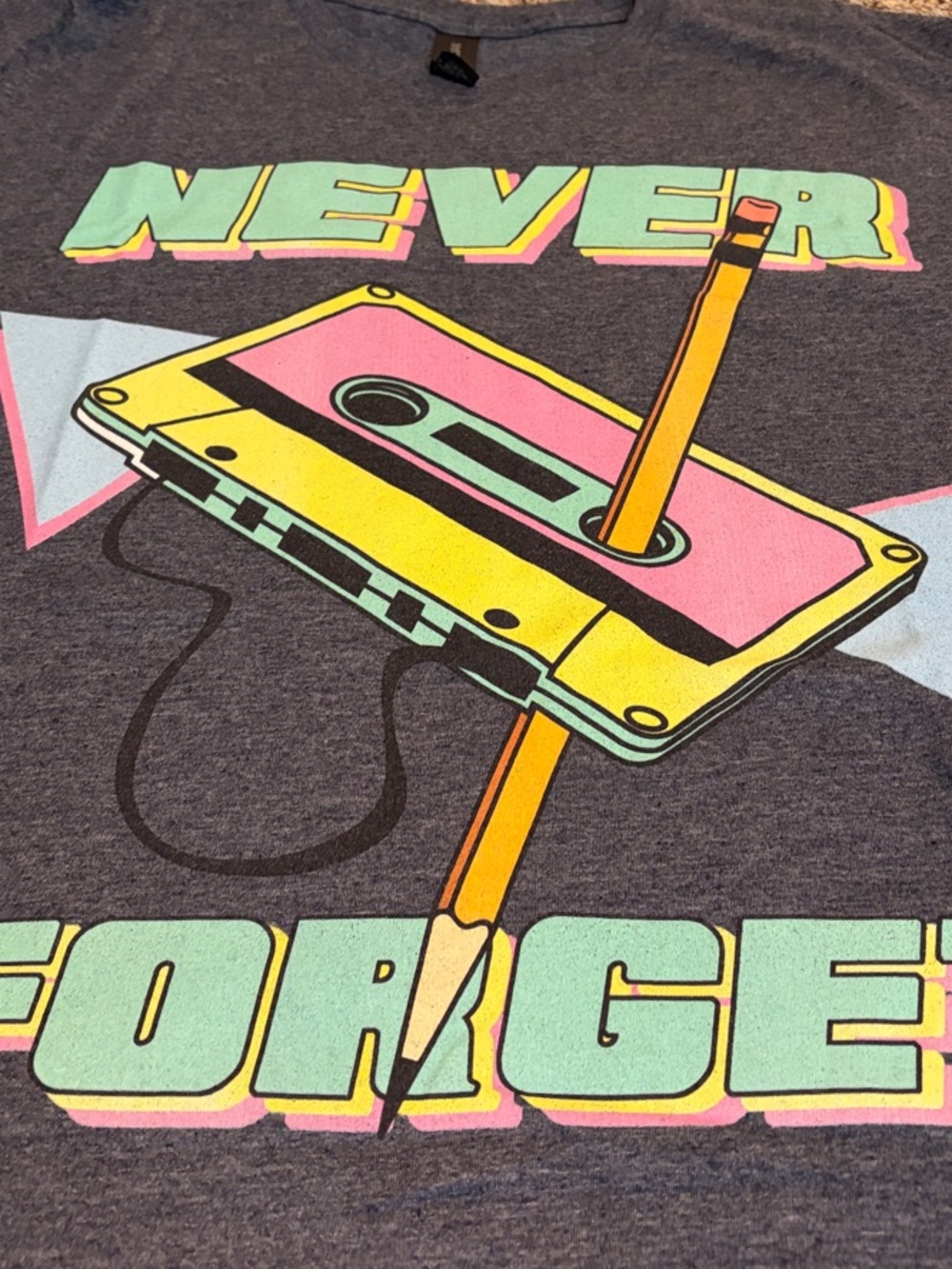 H&M Dark Gray Graphic Tee with Pink, Yellow & Mint Accents